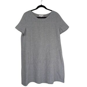 White Label The White Company Womens Gray 100% Linen Shift Dress Pockets Size L